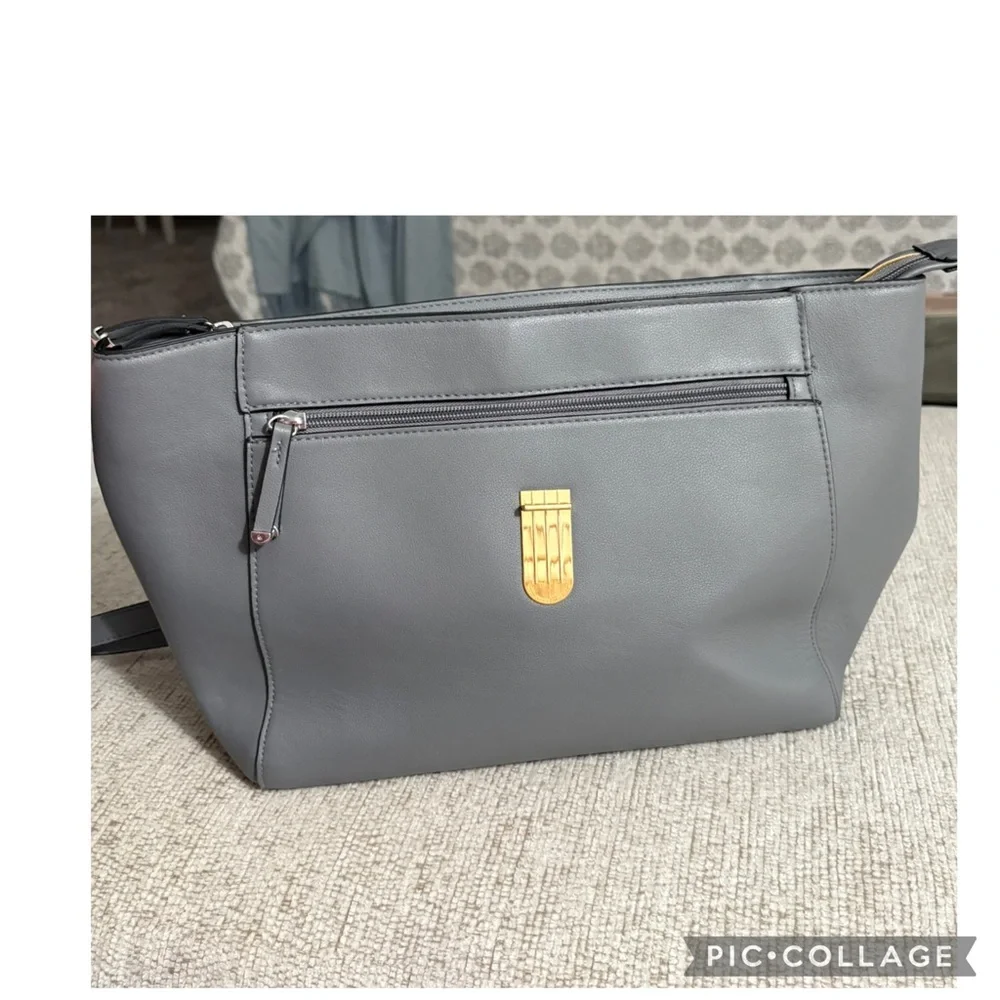 Alfani Gray Convertible Backpack Purse Faux Leather Work Travel Bag